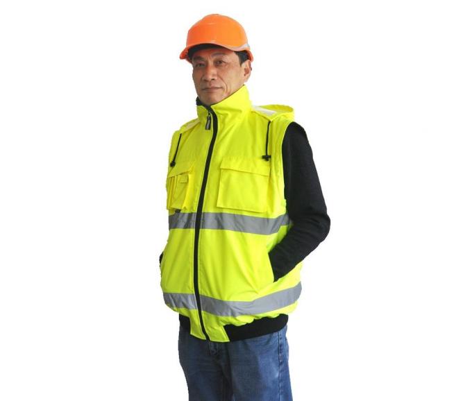 Manche o revestimento alto resistente da segurança dos uniformes do trabalho da visibilidade com luvas destacáveis
