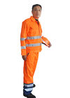 Orange High Visibility Work Uniforms With Heavy Duty Two Way Zip And Elasticated Cuffs 