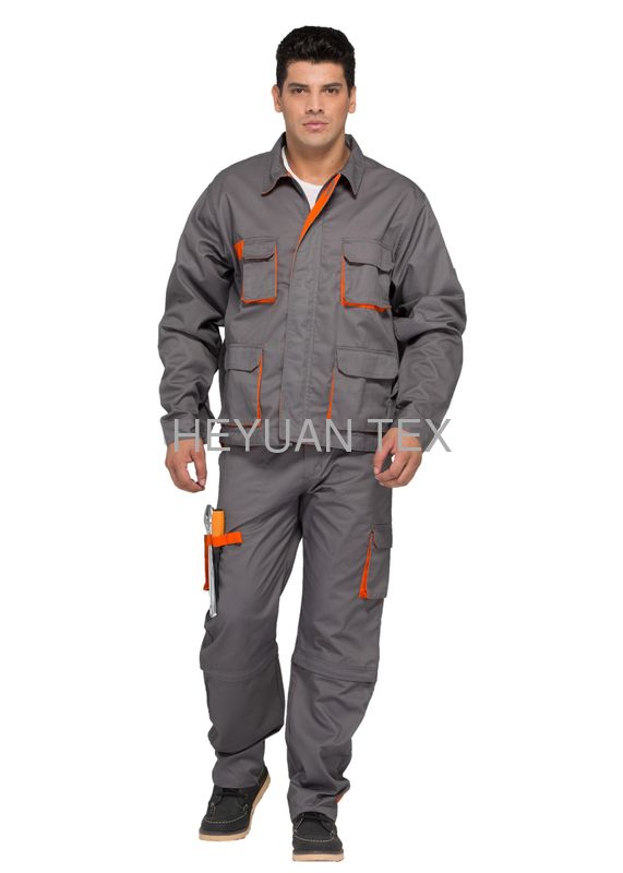 Bright Contrast Color Match Professional Work Uniforms Multi Pockets Jacket And Bibpants