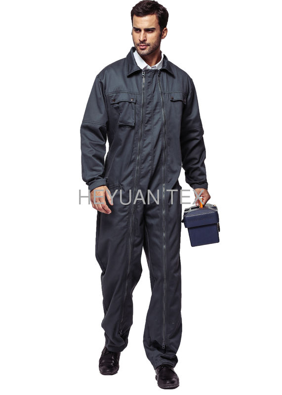 Durable Heavy Duty Coveralls With Zipper Material 65% Polyester 35% Cotton